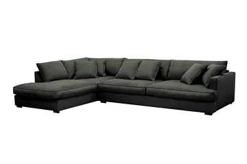 Rossita Lyx 4-seters Venstrevendt L-formet Extra Dyp Sjeselongsofa i Manchester - Mørk grønn Kordfløyel - Møbler - Sofaer - Sofaer med sjeselong - 4 seters sofa med divan
