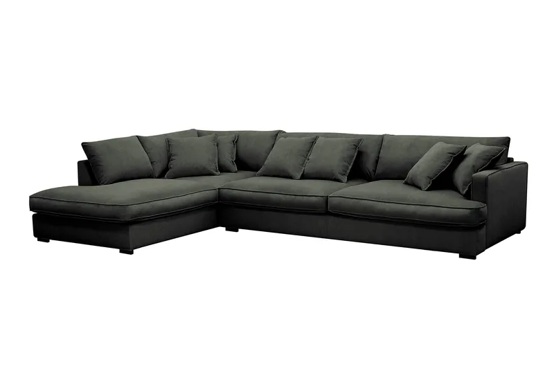 Rossita Lyx 4-seters Venstrevendt L-formet Extra Dyp Sjeselongsofa i Manchester - Mørk grønn Kordfløyel - Møbler - Sofaer - Sofaer med sjeselong - 4 seters sofa med divan