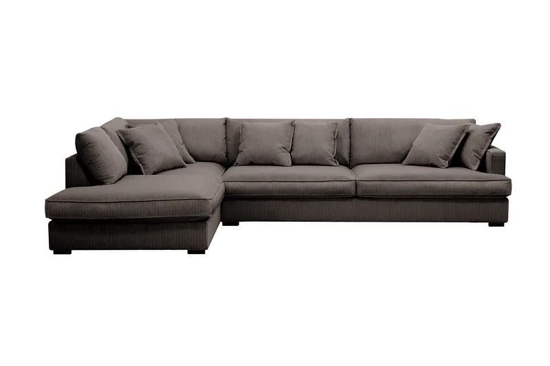 Rossita Lyx 4-seters Venstrevendt L-formet Extra Dyp Sjeselongsofa i Manchester, Mørkegrå Kordfløyel