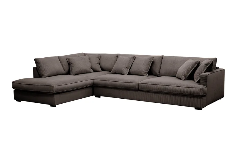 Rossita Lyx 4-seters Venstrevendt L-formet Extra Dyp Sjeselongsofa i Manchester - Mørkegrå Kordfløyel - Møbler - Sofaer - Sofaer med sjeselong - 4 seters sofa med divan