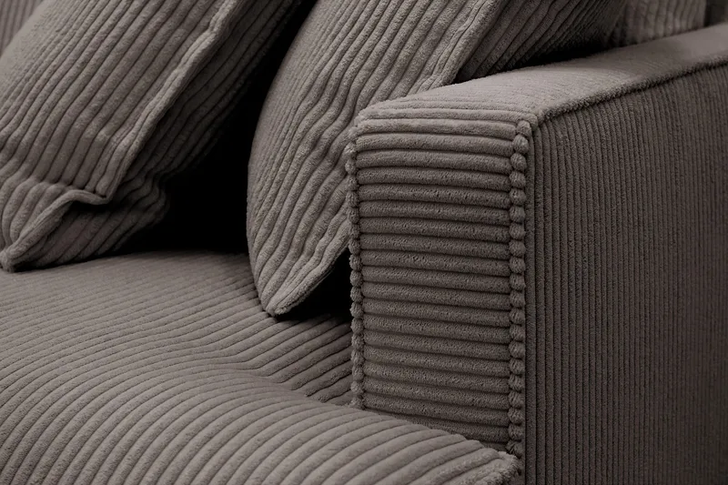Rossita Lyx 4-seters Venstrevendt L-formet Extra Dyp Sjeselongsofa i Manchester - Mørkegrå Kordfløyel - Møbler - Sofaer - Sofaer med sjeselong - 4 seters sofa med divan