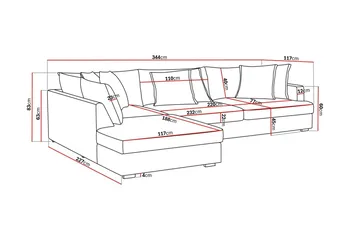 Rossita Lyx 4-seters Venstrevendt L-formet Extra Dyp Sjeselongsofa i Manchester - Offwhite - Møbler - Sofaer - Sofaer med sjeselong - 4 seters sofa med divan