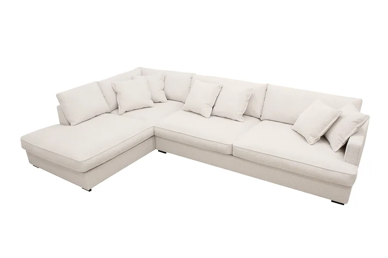 Rossita Lyx 4-seters Venstrevendt L-formet Extra Dyp Sjeselongsofa i Manchester - Offwhite - Møbler - Sofaer - Sofaer med sjeselong - 4 seters sofa med divan