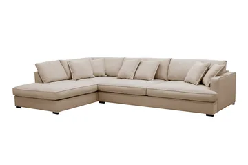 Rossita Lyx 4-seters Venstrevendt L-formet Extra Dyp Sjeselongsofa i Stoff - Beige Stoff - Møbler - Sofaer - Sofaer med sjeselong - 4 seters sofa med divan