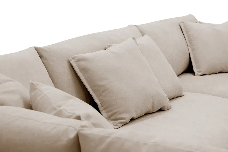 Rossita Lyx 4-seters Venstrevendt L-formet Extra Dyp Sjeselongsofa i Stoff - Beige Stoff - Møbler - Sofaer - Sofaer med sjeselong - 4 seters sofa med divan
