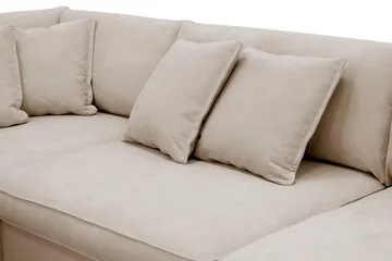 Rossita Lyx 4-seters Venstrevendt L-formet Extra Dyp Sjeselongsofa i Stoff - Beige Stoff - Møbler - Sofaer - Sofaer med sjeselong - 4 seters sofa med divan