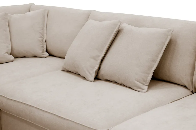 Rossita Lyx 4-seters Venstrevendt L-formet Extra Dyp Sjeselongsofa i Stoff - Beige Stoff - Møbler - Sofaer - Sofaer med sjeselong - 4 seters sofa med divan