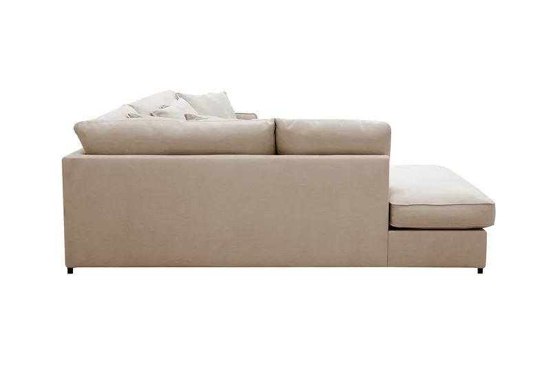 Rossita Lyx 4-seters Venstrevendt L-formet Extra Dyp Sjeselongsofa i Stoff - Beige Stoff - Møbler - Sofaer - Sofaer med sjeselong - 4 seters sofa med divan