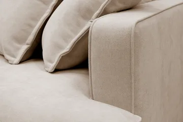 Rossita Lyx 4-seters Venstrevendt L-formet Extra Dyp Sjeselongsofa i Stoff - Beige Stoff - Møbler - Sofaer - Sofaer med sjeselong - 4 seters sofa med divan