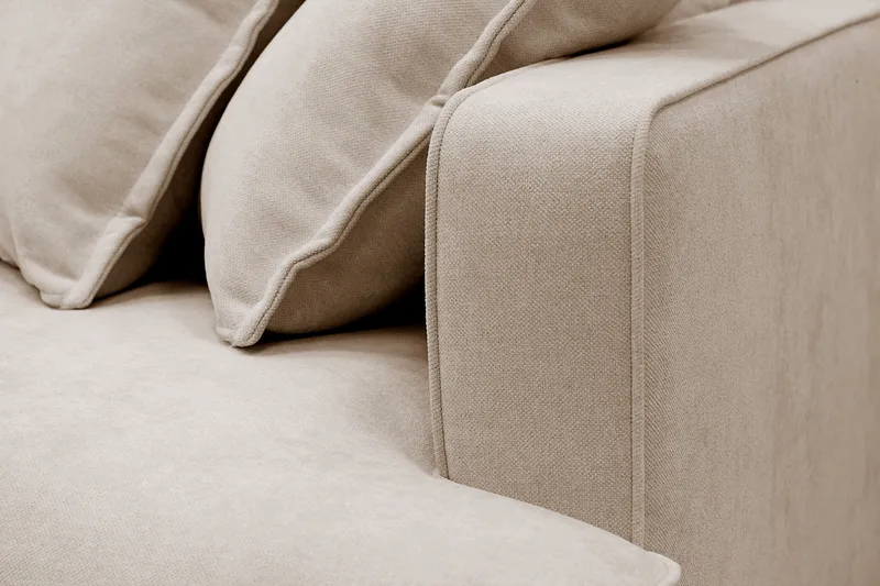 Rossita Lyx 4-seters Venstrevendt L-formet Extra Dyp Sjeselongsofa i Stoff - Beige Stoff - Møbler - Sofaer - Sofaer med sjeselong - 4 seters sofa med divan