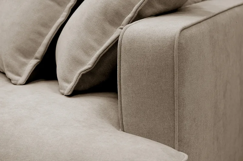 Rossita Lyx 4-seters Venstrevendt L-formet Extra Dyp Sjeselongsofa i Stoff - Brun Stoff - Møbler - Sofaer - Sofaer med sjeselong - 4 seters sofa med divan