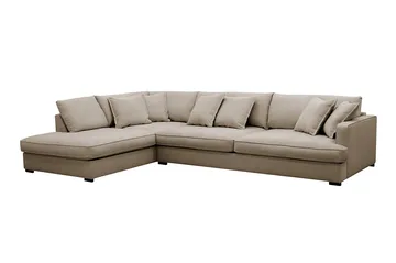 Rossita Lyx 4-seters Venstrevendt L-formet Extra Dyp Sjeselongsofa i Stoff - Brun Stoff - Møbler - Sofaer - Sofaer med sjeselong - 4 seters sofa med divan