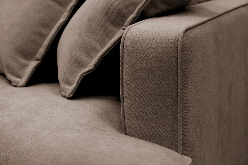 Rossita Lyx 4-seters Venstrevendt L-formet Extra Dyp Sjeselongsofa i Stoff - Brun Stoff - Møbler - Sofaer - Sofaer med sjeselong - 4 seters sofa med divan