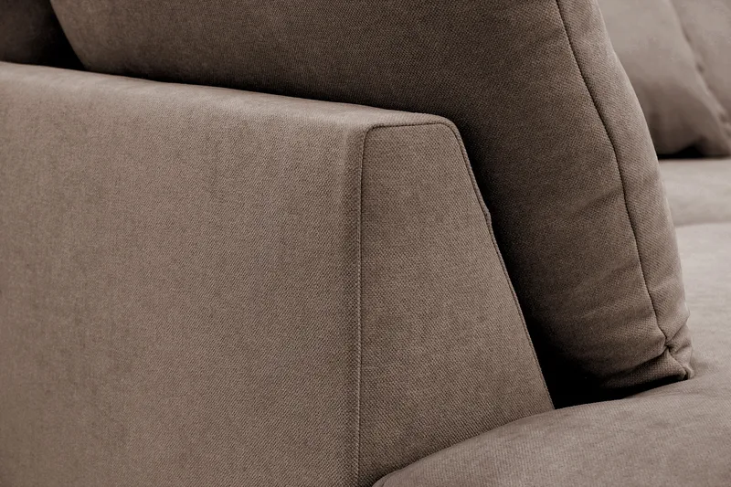 Rossita Lyx 4-seters Venstrevendt L-formet Extra Dyp Sjeselongsofa i Stoff - Brun Stoff - Møbler - Sofaer - Sofaer med sjeselong - 4 seters sofa med divan