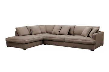Rossita Lyx 4-seters Venstrevendt L-formet Extra Dyp Sjeselongsofa i Stoff - Brun Stoff - Møbler - Sofaer - Sofaer med sjeselong - 4 seters sofa med divan