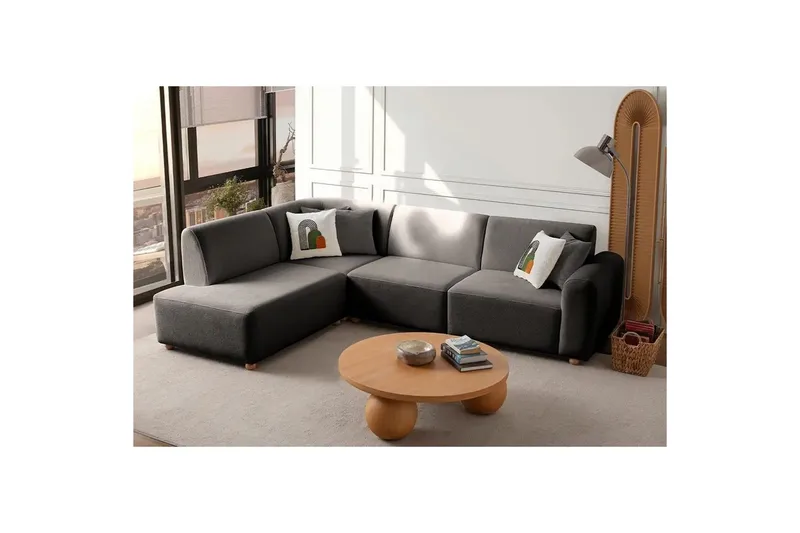 Rynvar Sofa med sjeselong 4-seter - Antrasitt - Møbler - Sofaer - Modulsofaer - Komplett modulsofa