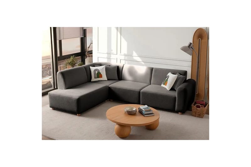 Rynvar Sofa med sjeselong 4-seter - Antrasitt - Møbler - Sofaer - Sofaer med sjeselong - 4 seters sofa med divan