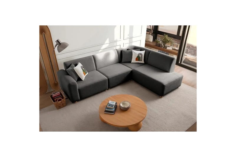 Rynvar Sofa med sjeselong 4-seter - Antrasitt - Møbler - Sofaer - Sofaer med sjeselong - 4 seters sofa med divan