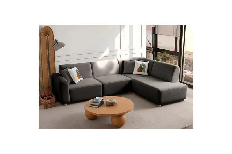 Rynvar Sofa med sjeselong 4-seter - Antrasitt - Møbler - Sofaer - Modulsofaer - Komplett modulsofa