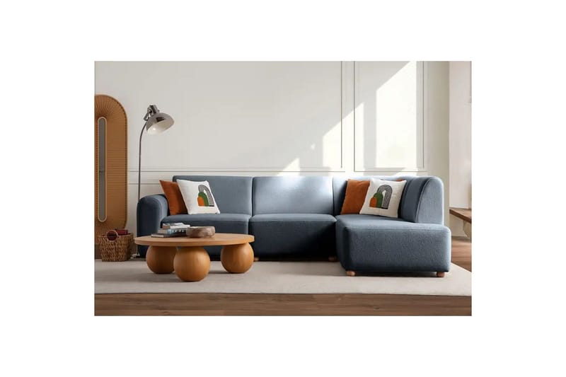 Rynvar Sofa med sjeselong 4-seter - Blå - Møbler - Sofaer - Sofaer med sjeselong - 4 seters sofa med divan