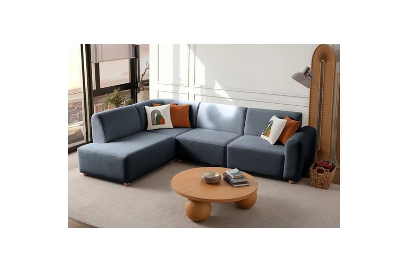 Rynvar Sofa med sjeselong 4-seter - Blå - Møbler - Sofaer - Sofaer med sjeselong - 4 seters sofa med divan