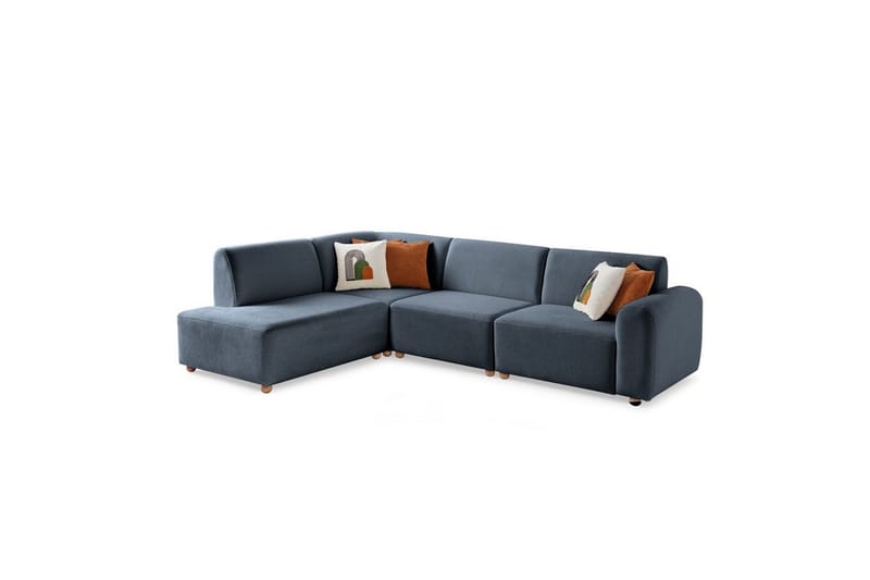 Rynvar Sofa med sjeselong 4-seter - Blå - Møbler - Sofaer - Sofaer med sjeselong - 4 seters sofa med divan