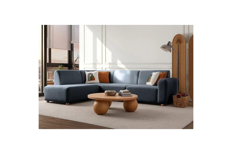 Rynvar Sofa med sjeselong 4-seter - Blå - Møbler - Sofaer - Sofaer med sjeselong - 4 seters sofa med divan