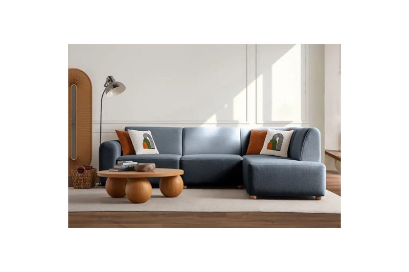 Rynvar Sofa med sjeselong 4-seter - Blå - Møbler - Sofaer - Sofaer med sjeselong - 4 seters sofa med divan