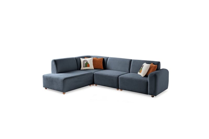 Rynvar Sofa med sjeselong 4-seter - Blå - Møbler - Sofaer - Sofaer med sjeselong - 4 seters sofa med divan