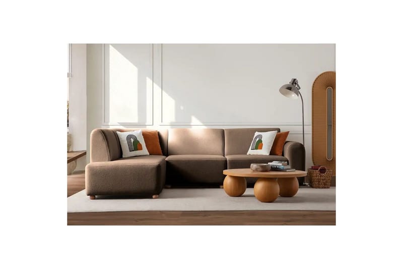 Rynvar Sofa med sjeselong 4-seter - Brun - Møbler - Sofaer - Modulsofaer - Komplett modulsofa