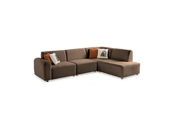Rynvar Sofa med sjeselong 4-seter - Brun - Møbler - Sofaer - Modulsofaer - Komplett modulsofa