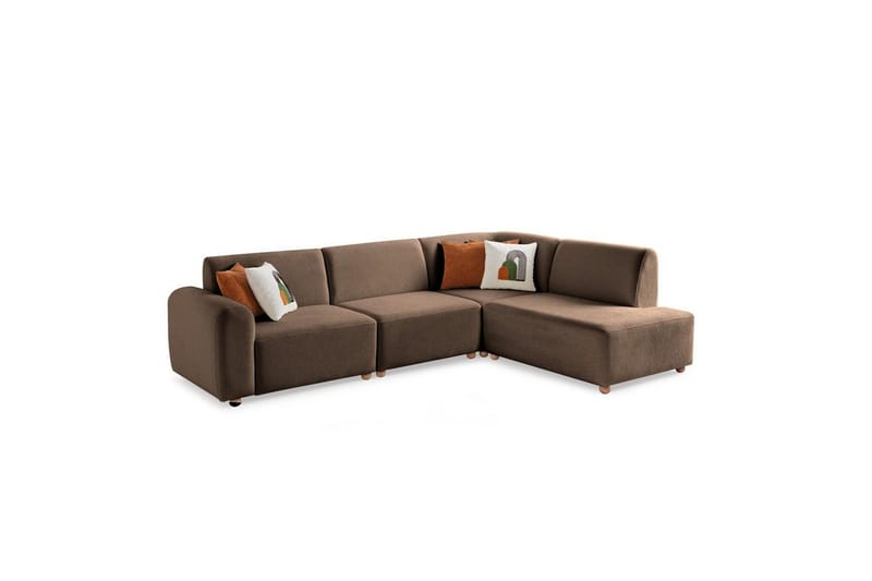 Rynvar Sofa med sjeselong 4-seter - Brun - Møbler - Sofaer - Modulsofaer - Komplett modulsofa