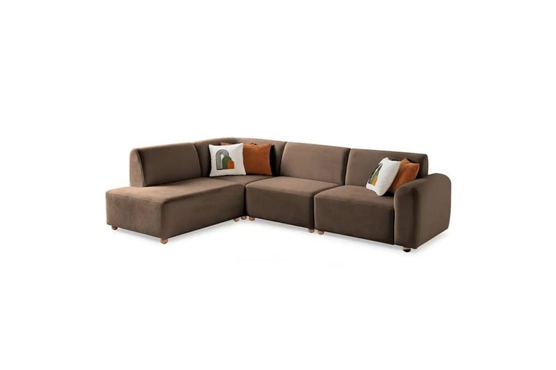 Rynvar Sofa med sjeselong 4-seter - Brun - Møbler - Sofaer - Modulsofaer - Komplett modulsofa