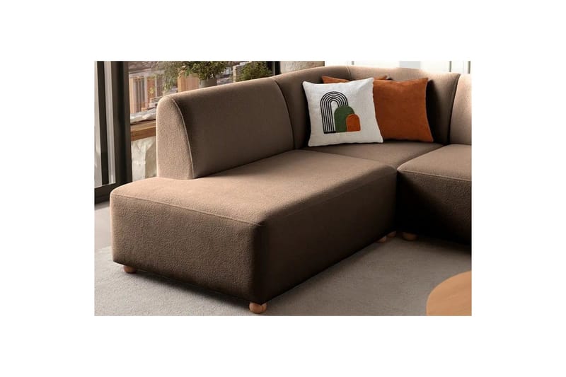Rynvar Sofa med sjeselong 4-seter - Brun - Møbler - Sofaer - Modulsofaer - Komplett modulsofa