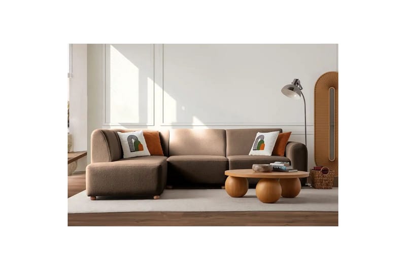Rynvar Sofa med sjeselong 4-seter - Brun - Møbler - Sofaer - Sofaer med sjeselong - 4 seters sofa med divan