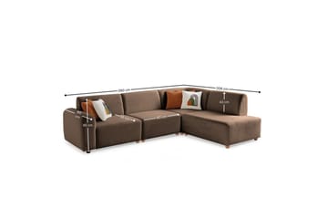 Rynvar Sofa med sjeselong 4-seter - Brun - Møbler - Sofaer - Sofaer med sjeselong - 4 seters sofa med divan