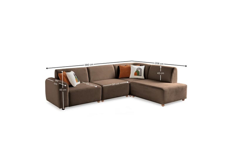Rynvar Sofa med sjeselong 4-seter - Brun - Møbler - Sofaer - Sofaer med sjeselong - 4 seters sofa med divan