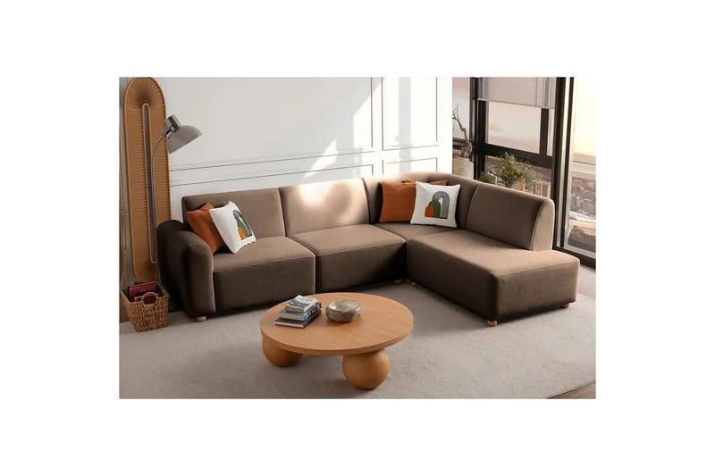 Rynvar Sofa med sjeselong 4-seter - Brun - Møbler - Sofaer - Sofaer med sjeselong - 4 seters sofa med divan