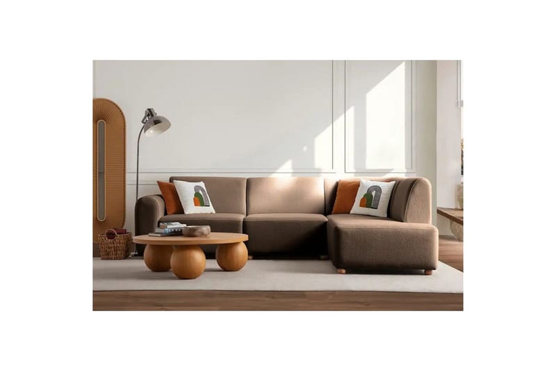 Rynvar Sofa med sjeselong 4-seter - Brun - Møbler - Sofaer - Modulsofaer - Komplett modulsofa
