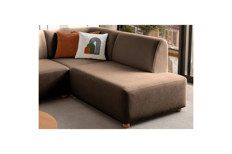 Rynvar Sofa med sjeselong 4-seter - Brun - Møbler - Sofaer - Modulsofaer - Komplett modulsofa