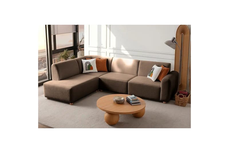 Rynvar Sofa med sjeselong 4-seter - Brun - Møbler - Sofaer - Modulsofaer - Komplett modulsofa