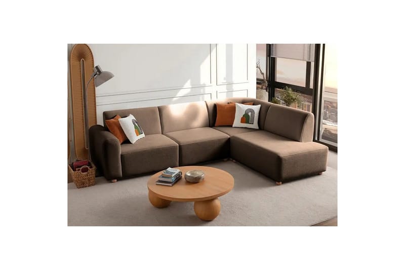Rynvar Sofa med sjeselong 4-seter - Brun - Møbler - Sofaer - Modulsofaer - Komplett modulsofa
