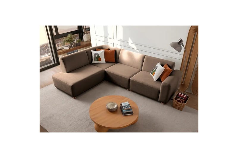 Rynvar Sofa med sjeselong 4-seter - Brun - Møbler - Sofaer - Modulsofaer - Komplett modulsofa