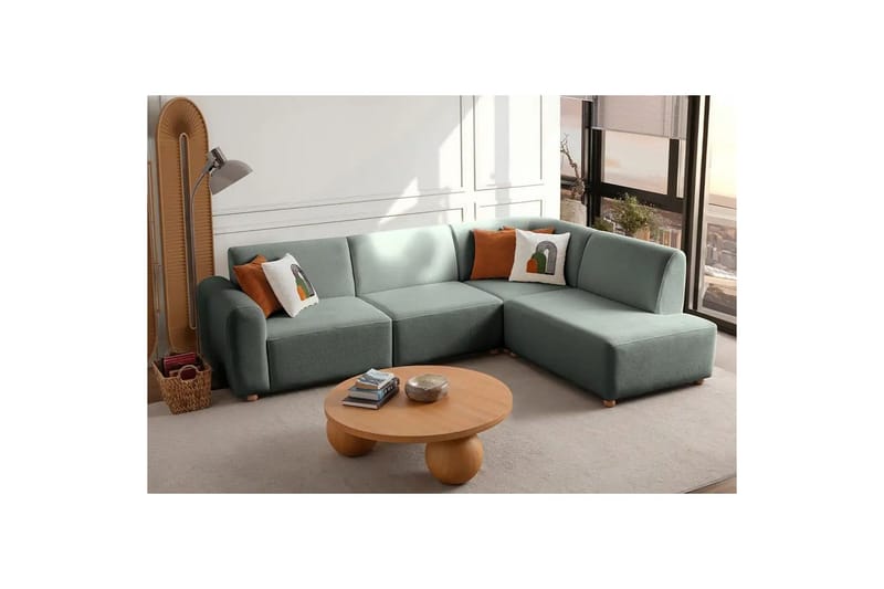 Rynvar Sofa med sjeselong 4-seter - Grønn - Møbler - Sofaer - Sofaer med sjeselong - 4 seters sofa med divan