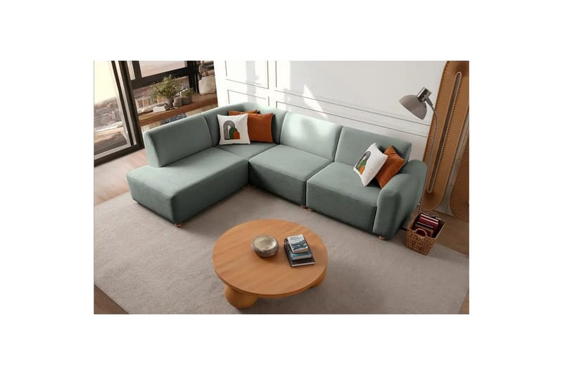 Rynvar Sofa med sjeselong 4-seter - Grønn - Møbler - Sofaer - Modulsofaer - Komplett modulsofa