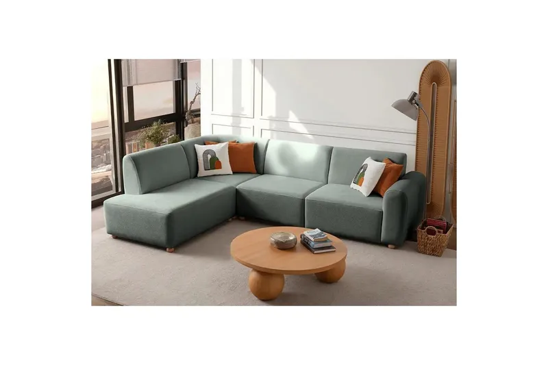 Rynvar Sofa med sjeselong 4-seter - Grønn - Møbler - Sofaer - Modulsofaer - Komplett modulsofa