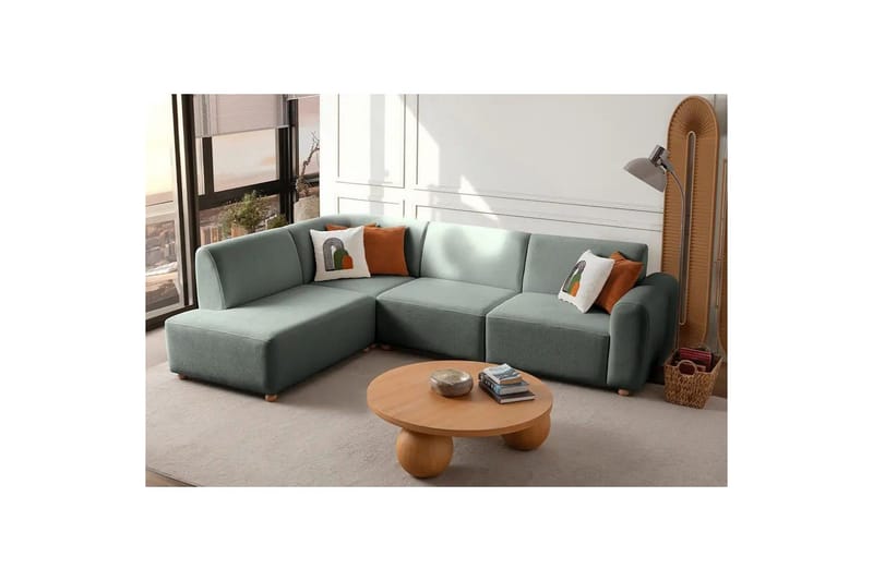 Rynvar Sofa med sjeselong 4-seter - Grønn - Møbler - Sofaer - Modulsofaer - Komplett modulsofa