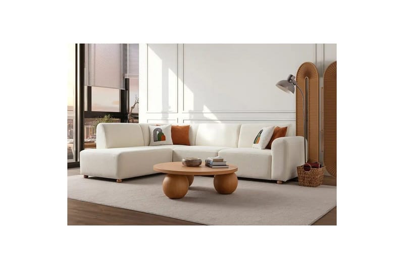 Rynvar Sofa med sjeselong 4-seter - Hvit - Møbler - Sofaer - Modulsofaer - Komplett modulsofa