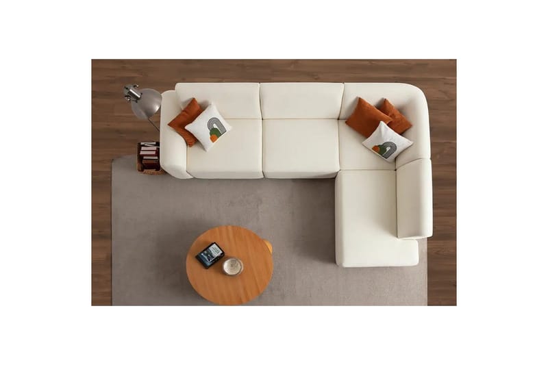 Rynvar Sofa med sjeselong 4-seter - Hvit - Møbler - Sofaer - Sofaer med sjeselong - 4 seters sofa med divan