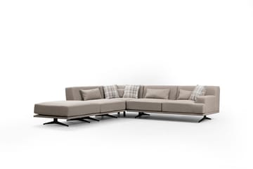 Sanroman Venstrevendt L-formet Sofa med Sjeselong 302 cm i Stoff - Beige - Møbler - Sofaer - Sofaer med sjeselong